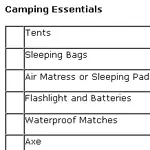 Camping Gear Checklist