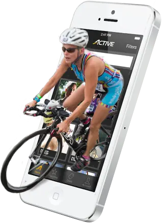 cyclist riding out of mobiile phone